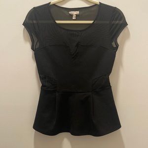 Silence & Noise Sheer Peplum Top, Black, S